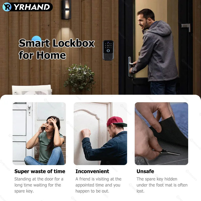 Smart Bluetooth Lock Box - Wireless Electronic Key Safe with App Control & Digital Code for Home Security